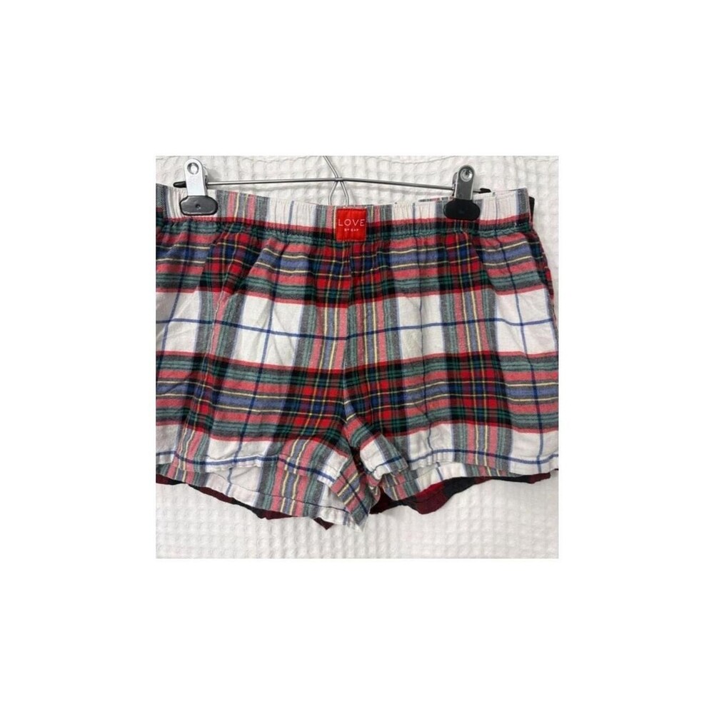 Gap Women's Red and Green Pajama Shorts Size MD